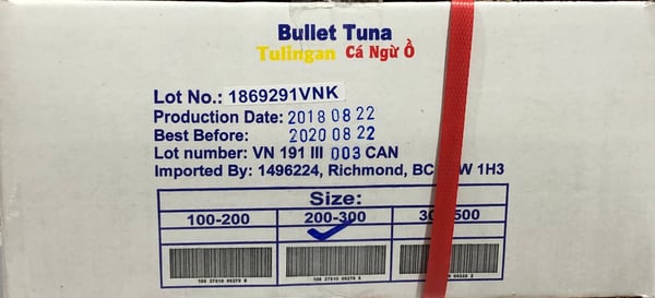 Image of Bullet Tuna 200-300g or 100-200 20 x 500g 