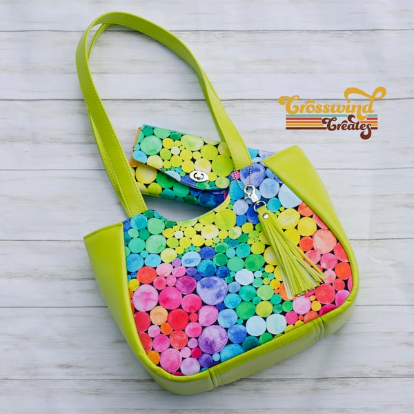 Image of Rainbow Dots Chunky Shoulder Bag and clutch wallet set