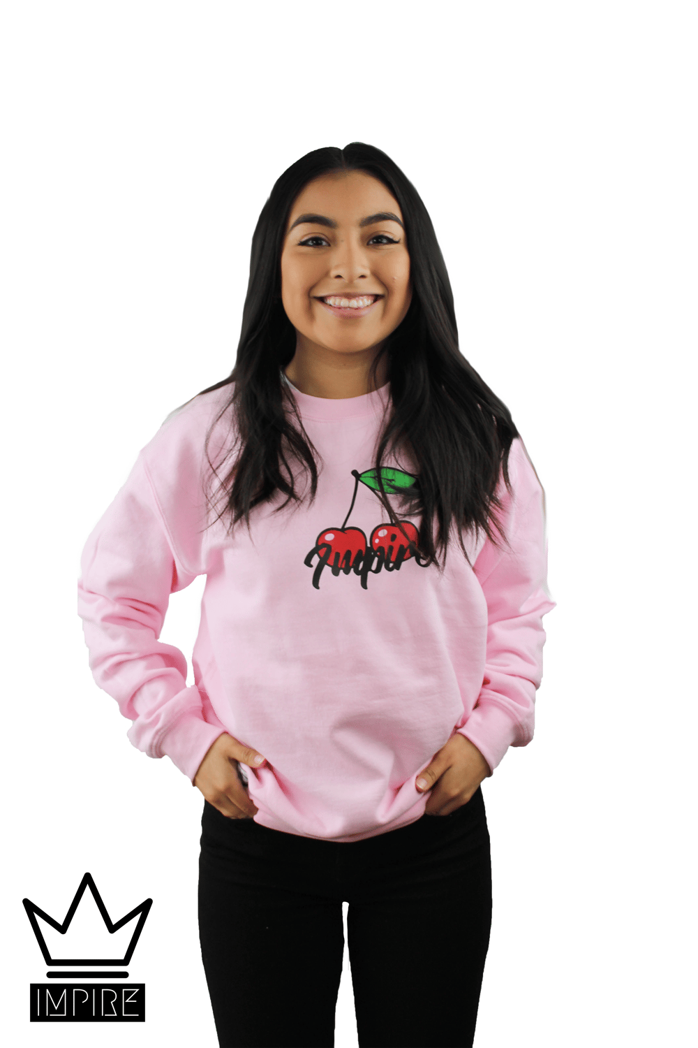 Image of CHERRY CREWNECK (LIGHT PINK/RED/GREEN)