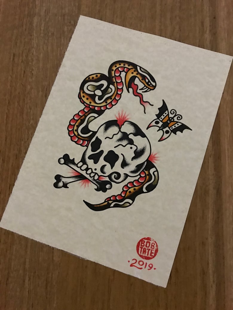 Image of Skull and Snake Original