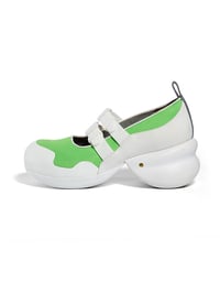 Image 4 of Round Toe Neoprene Platforms with Watchband in White/Green “Watchband” 