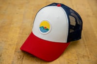 Image 2 of Sunrise trucker hat - red/white/blue