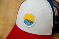 Image 3 of Sunrise trucker hat - red/white/blue