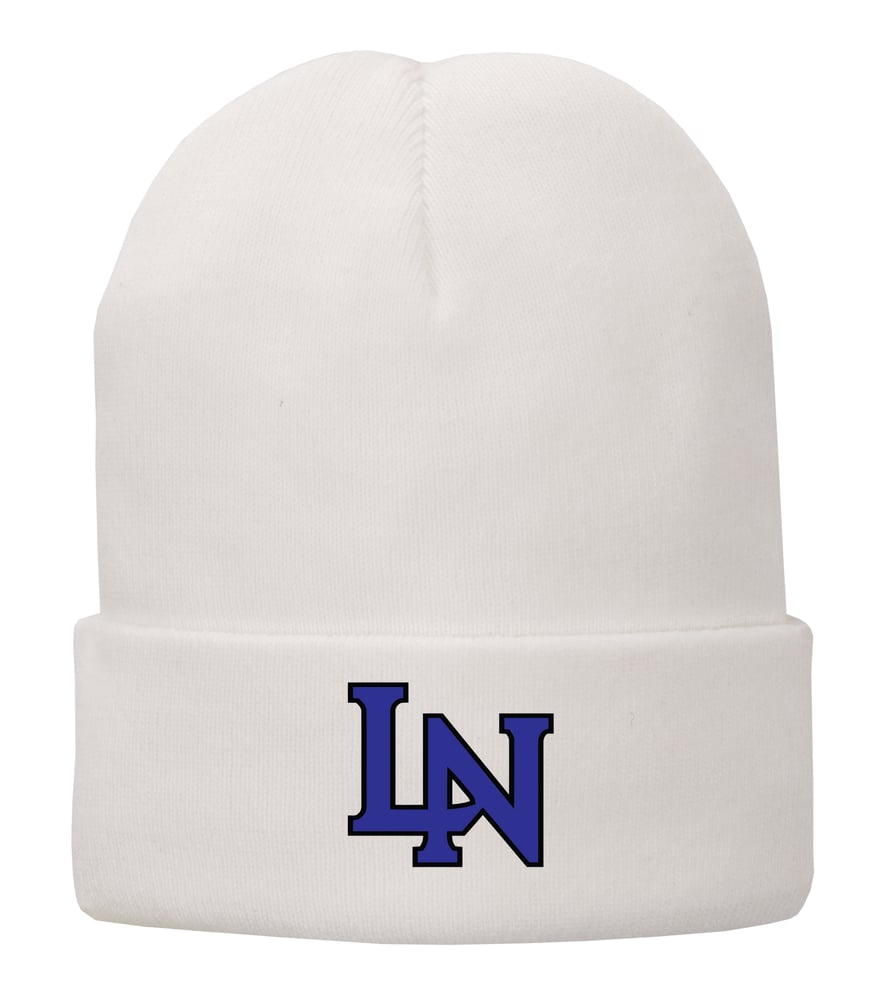 Image of Embroidered knit cap - Royal or White