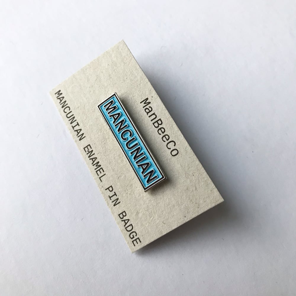 Image of MANCUNIAN ENAMEL BAR PIN BADGE IN BLUE
