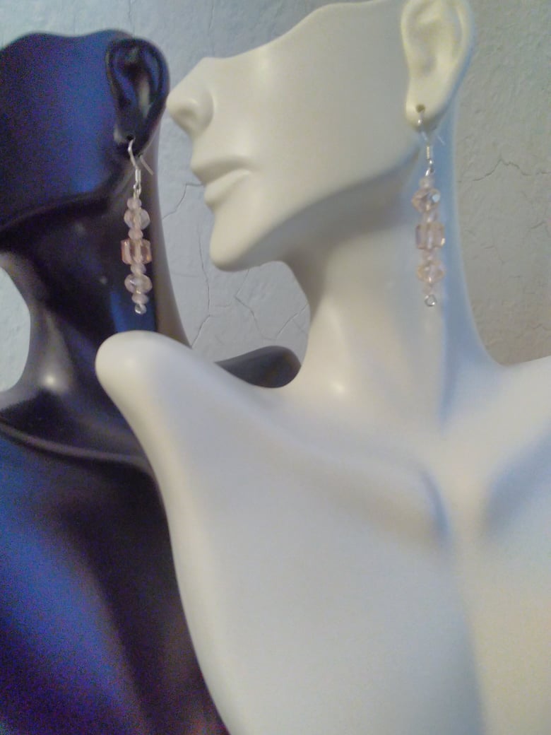 Image of PINK CRYSTAL CUBE EARRINGS