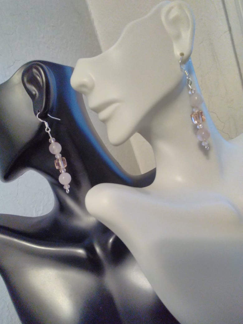 Image of ROSE QUARTZ BEADED EARRINGS