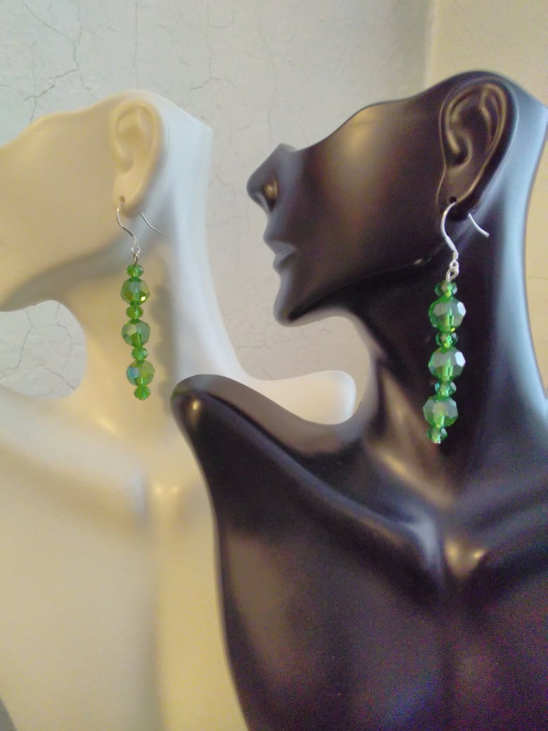 Image of GREEN TITANIUM CRYSTAL EARRINGS