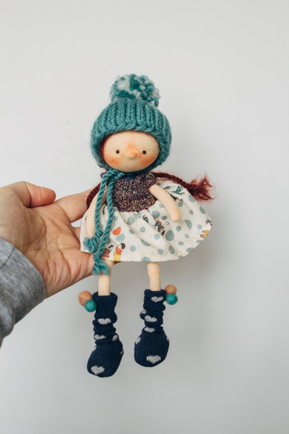 Image of Lyla - Wool filled Weighted mini waldorf inspired girl doll