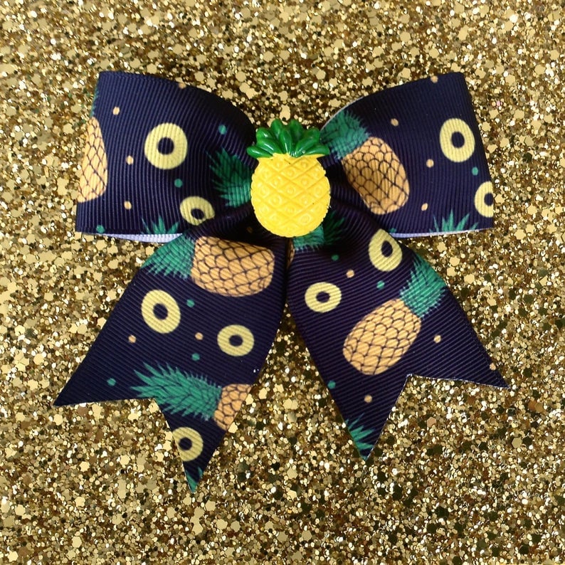 Pineapple Tropical Explosive Delight Hair Bow Black Punk Up Bettie