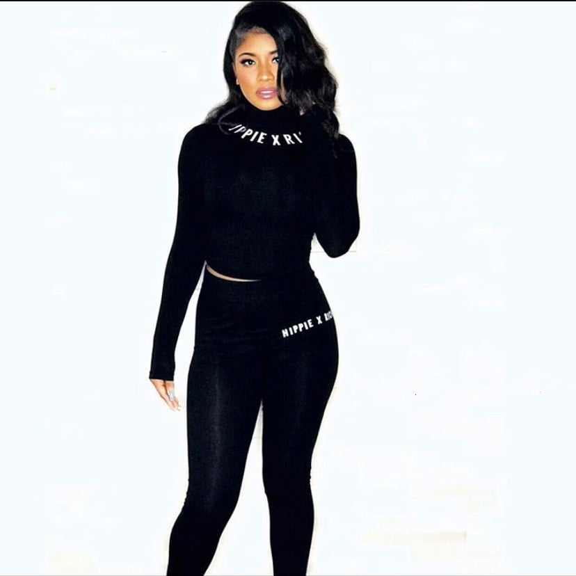 Image of STEALTH BLACK TURTLE NECK AND LEGGINGS SET