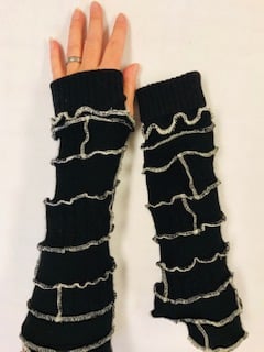 Image of 100% Cashmere Fingerless Gloves in Black and White (Classic!)