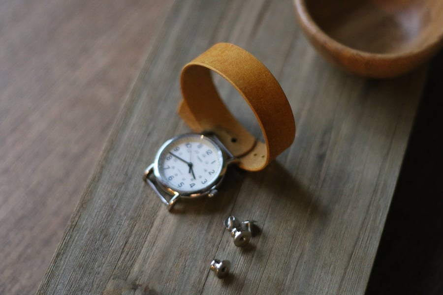 Image of Button Stud Watch Strap in Yellow Pueblo