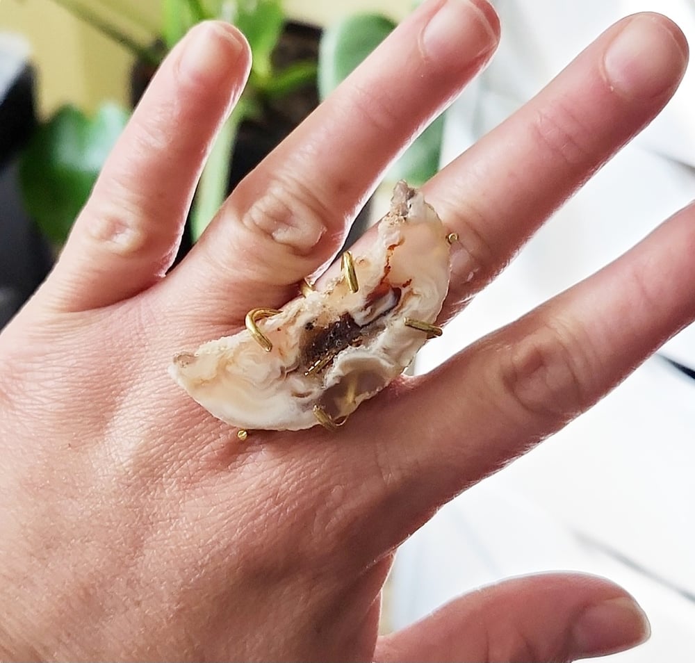 Image of Crescent Moon Geode Ring