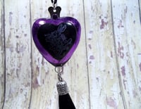 Image 3 of White Rabbit Purple Tassle Heart Locket, Stash box,Pill box, Necklace