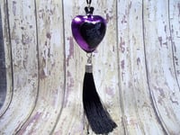 Image 2 of White Rabbit Purple Tassle Heart Locket, Stash box,Pill box, Necklace