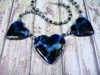 Image 1 of "Sweetheart in Denim" Polymer Clay Necklace