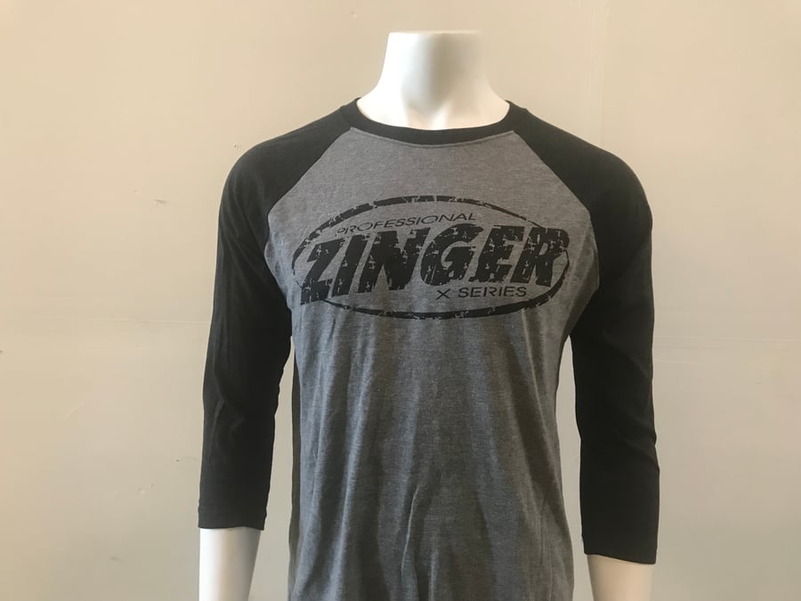 Image of Zinger 3/4 Sleeve Logo Next Level Tri-blend T-Shirt