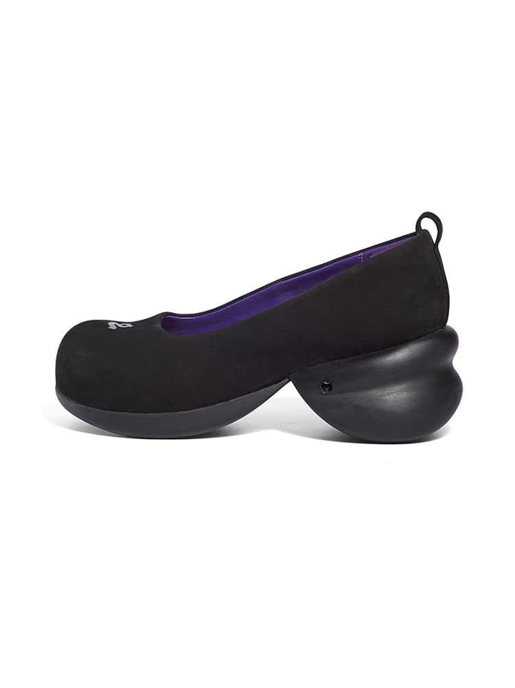 Image of Round Toe Nubuck Platforms with Babyshoe in Black “Pregnant”