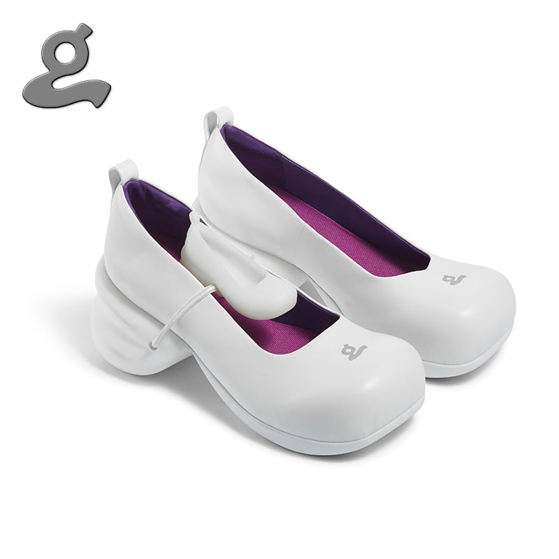 Image of Round Toe Sheepskin Platforms with Babyshoe in White“Pregnant”