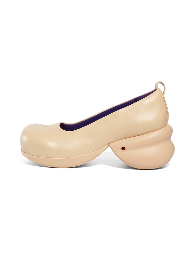 Image of Round Toe Sheepskin Platforms with Babyshoe in Sandy“Pregnant”