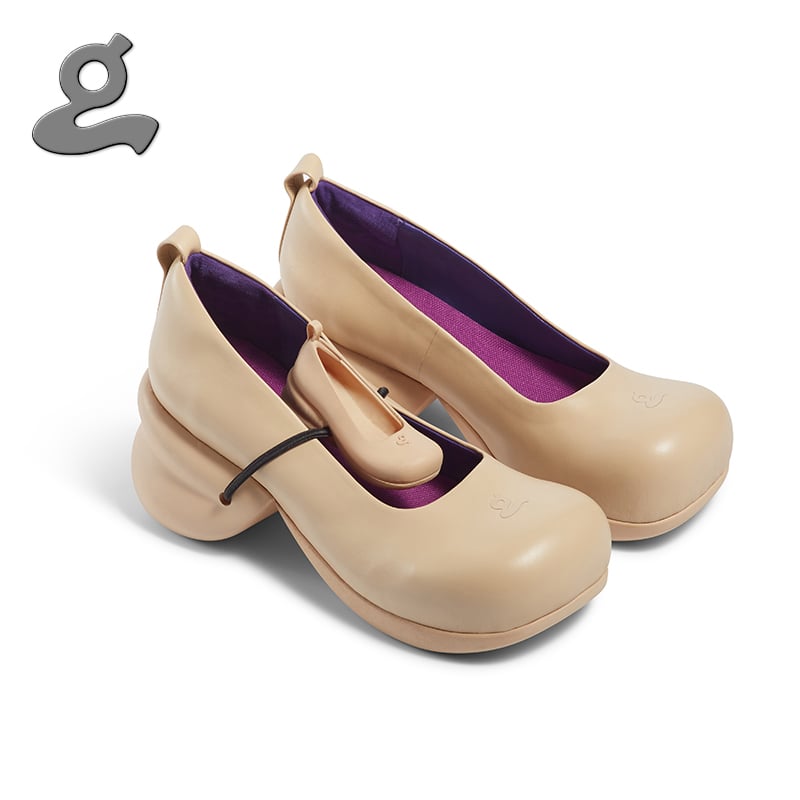 Image of Round Toe Sheepskin Platforms with Babyshoe in Sandy“Pregnant”