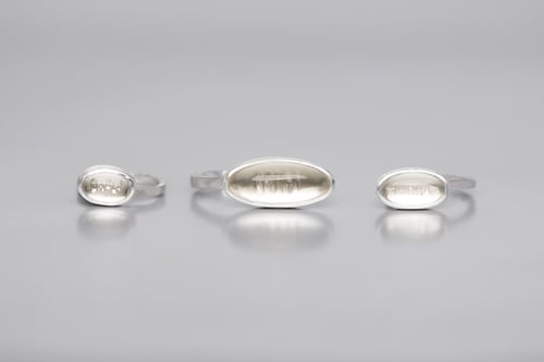 Image of "Winds are driving the clouds.." silver rings with rock crystals · VERRUNT VENTI NUBILA CAELI ·