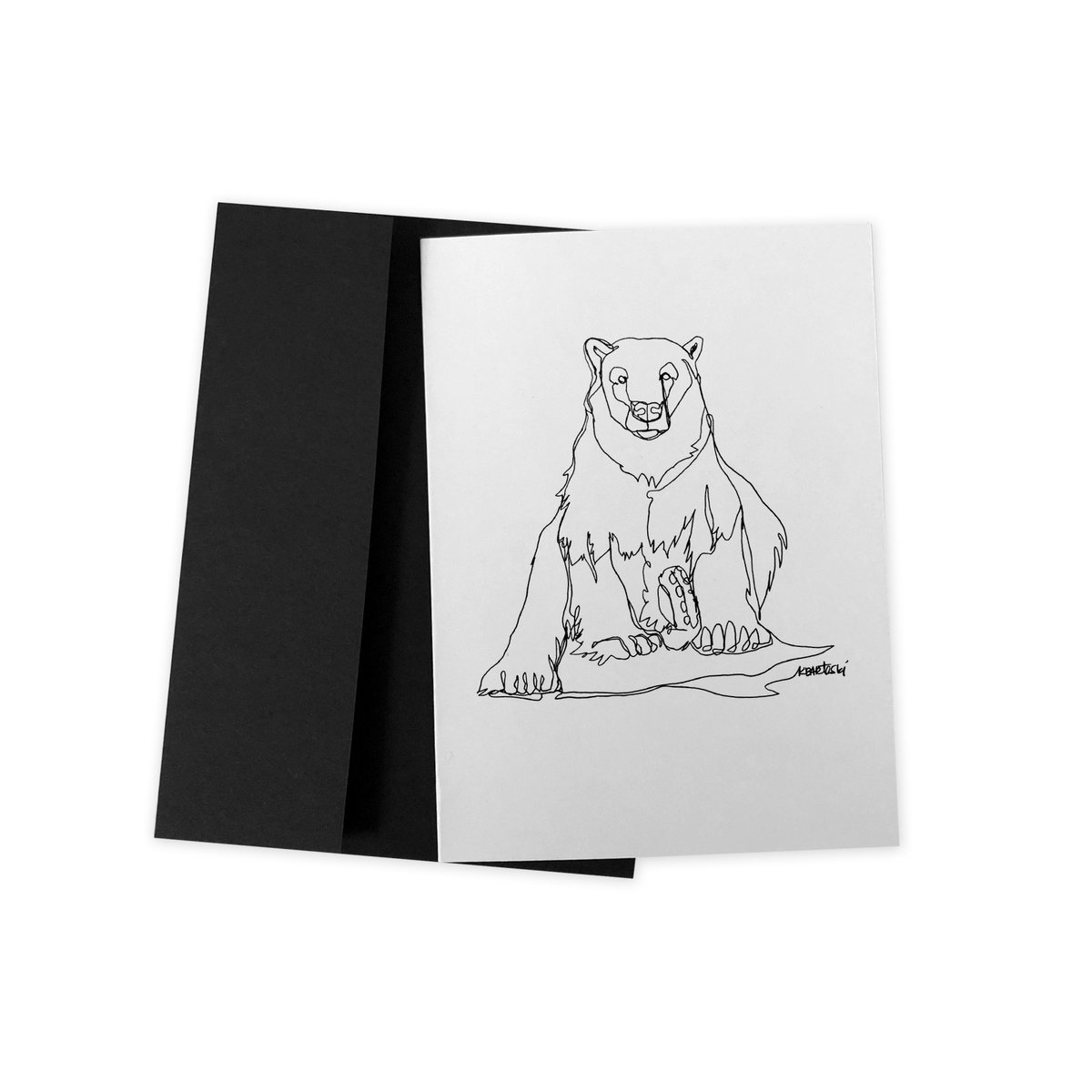 Polar bear LINE DRAWING greeting card | kalbarteski