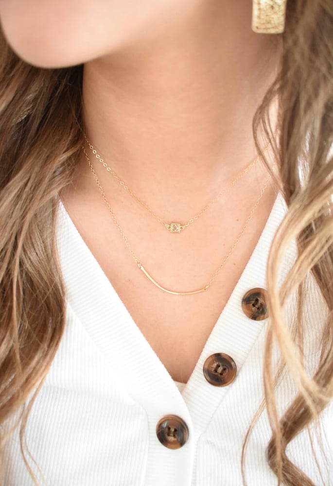 Image of Gold Fill Square Necklace 