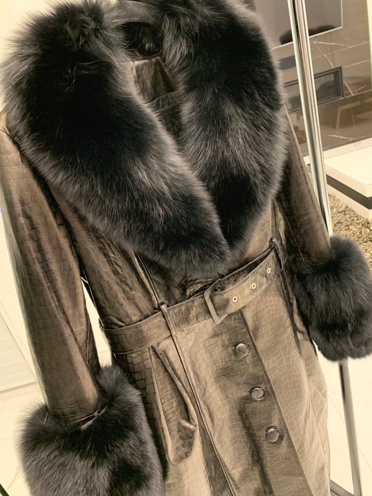 Image of Croc Leather X Fox Fur Trench