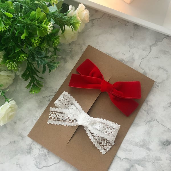 Image of Handtied Bows - Velvet & Lace