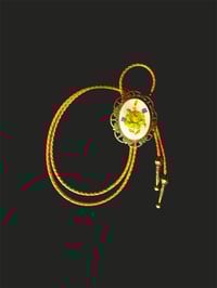 Image 3 of Vintage Orange and Yellow Flower Bolo Tie