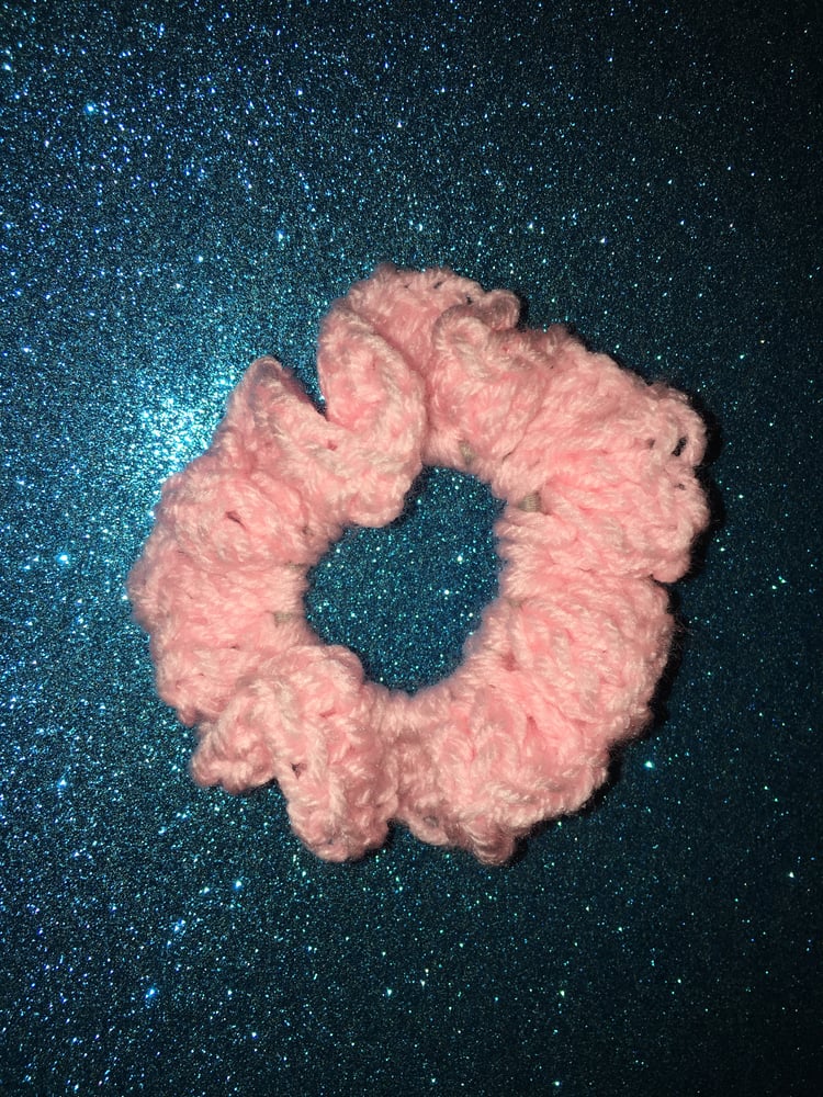 Image of “Pretty in Pink” Crochet Scrunchie