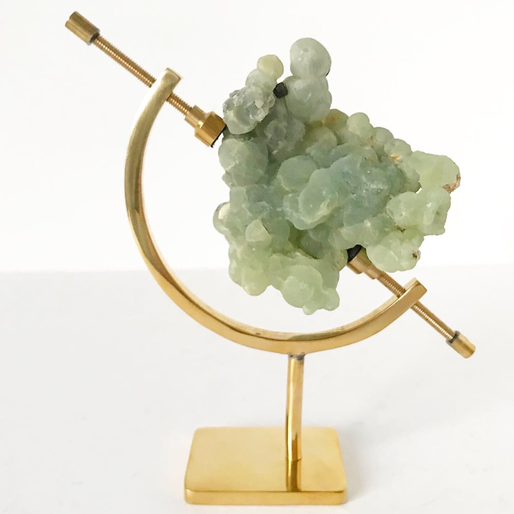 Image of Prehnite Botryoidal no.07 + Brass Arc Stand