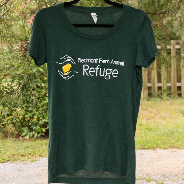 Image of Refuge Logo Women's T-Shirt (Dark Heather Green)