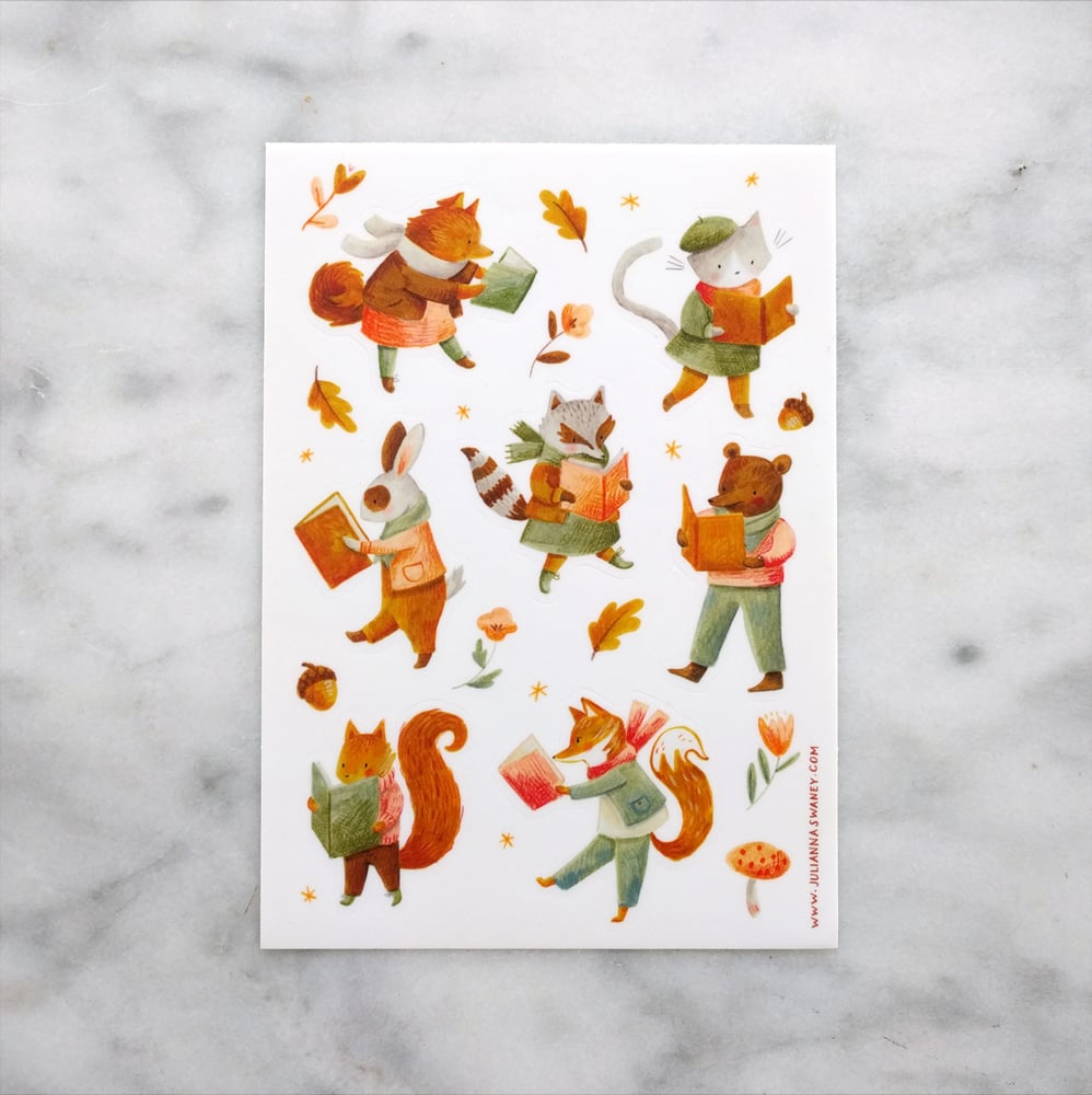 Image of Reading Animal Stickers