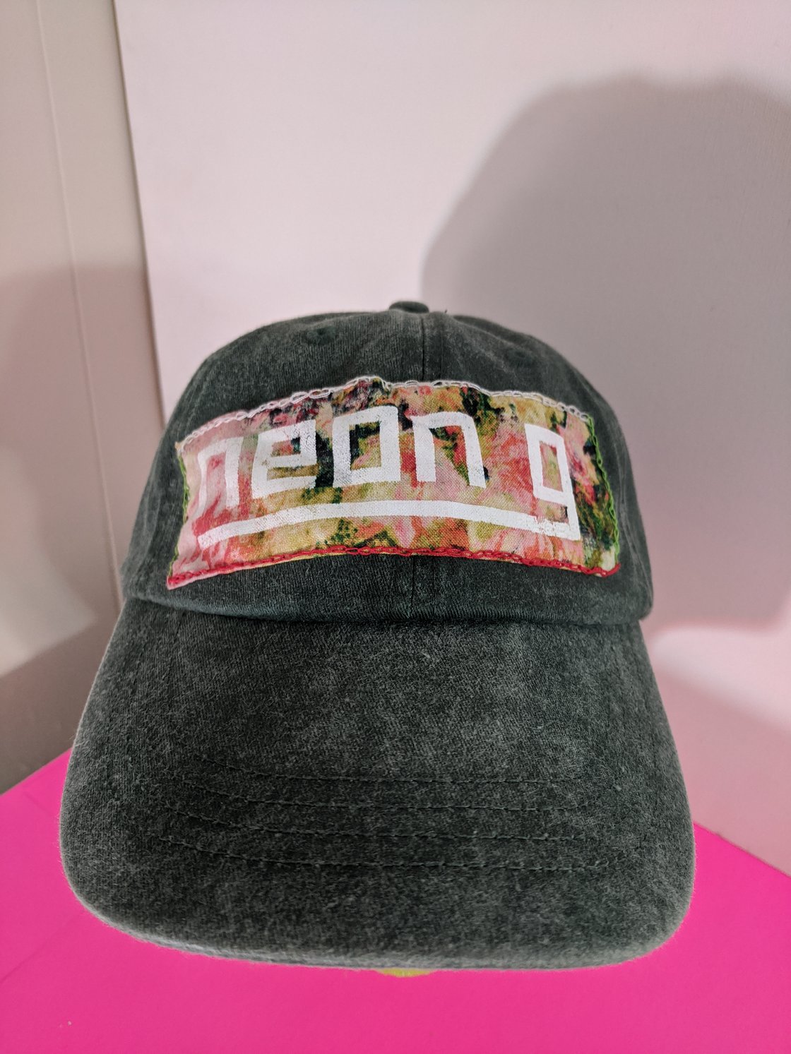 Image of neon g. dad hat in pine