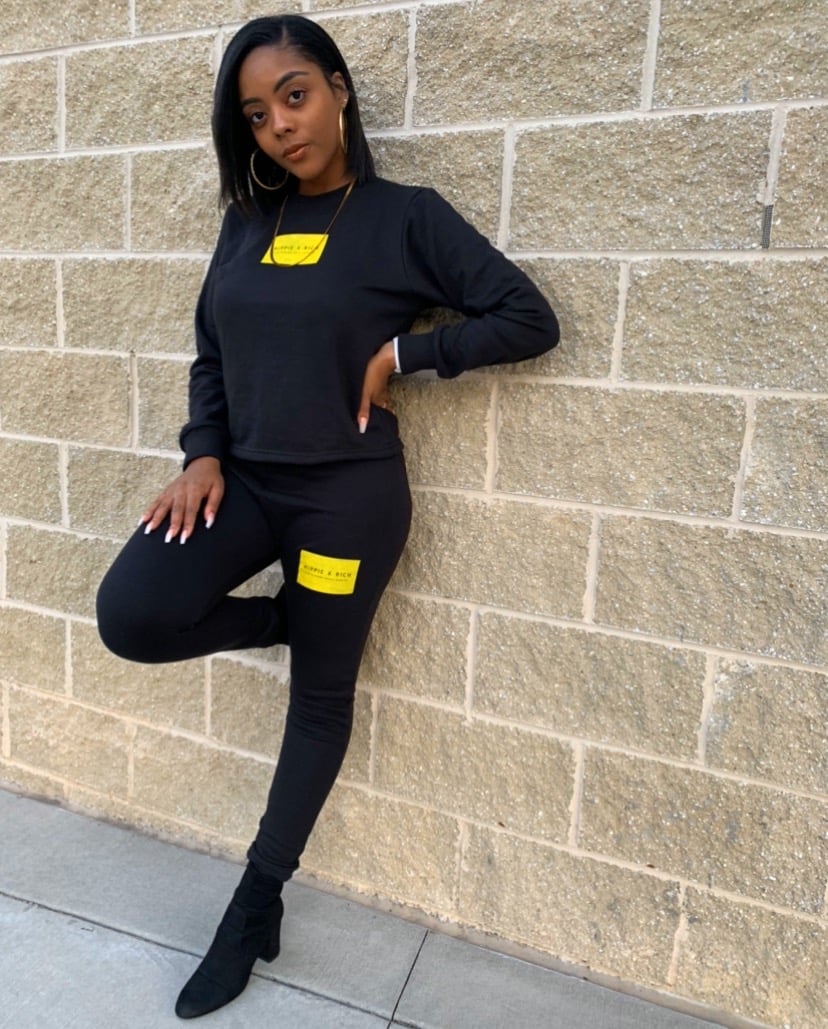 Yellow and black online jogging suit