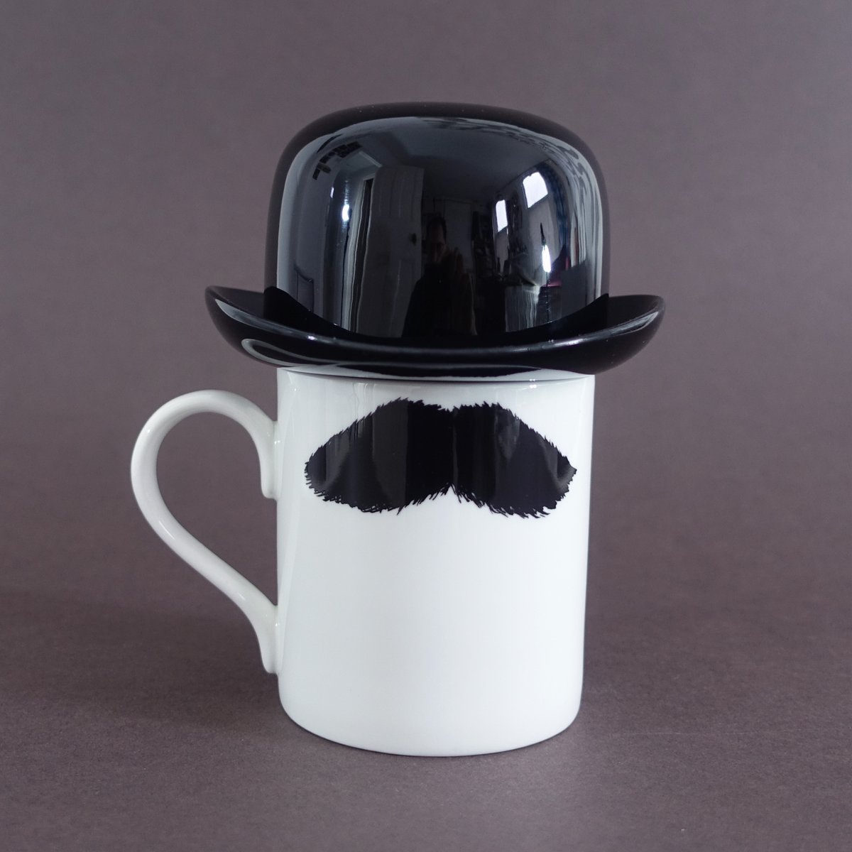 Image of Charlie Chaplin Moustache Mug and Thomson & Thompson Black Sugar Bowl Set