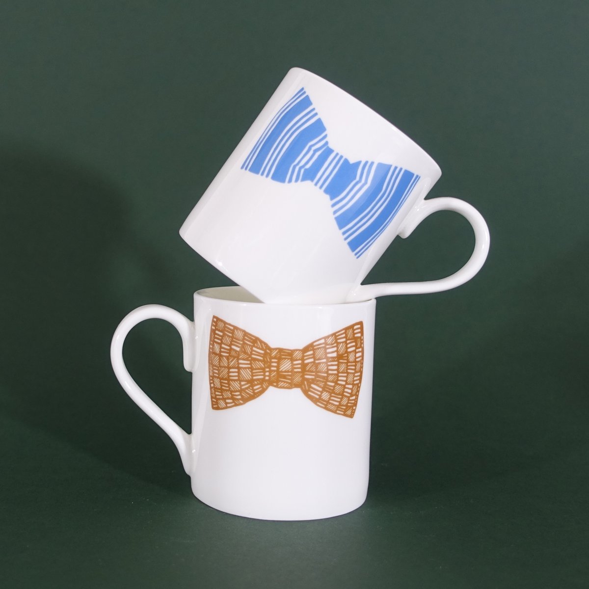 Image of Original Bow Tie Mug - Set of Two (Blue & Mustard)