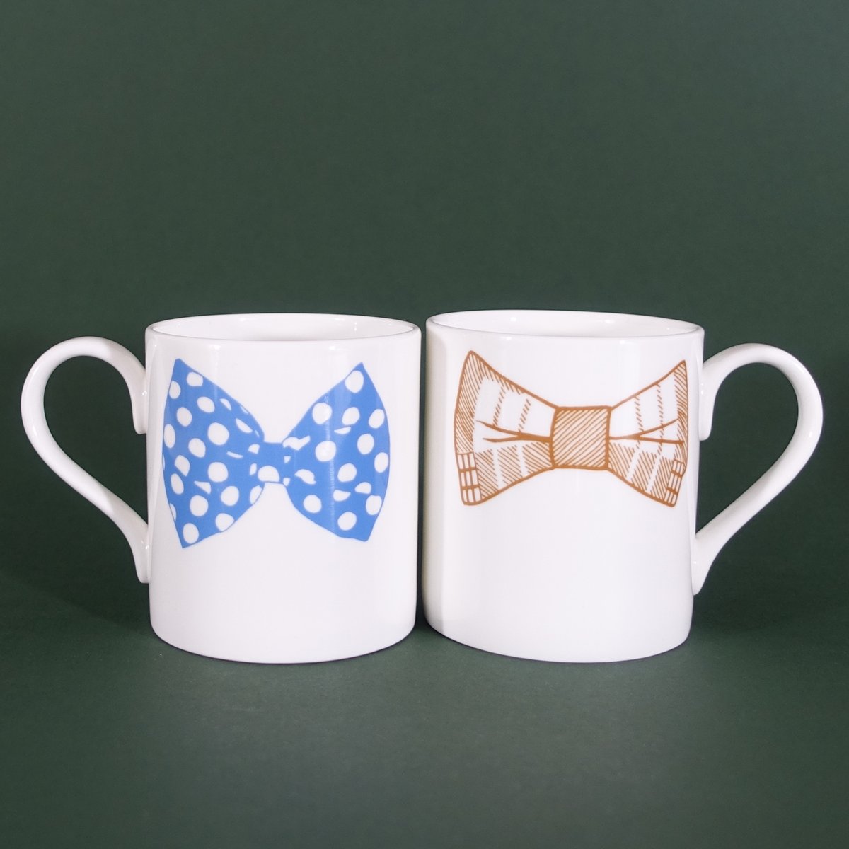 Image of Original Bow Tie Mug - Set of Two (Blue & Mustard)