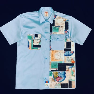 Image of AXECENTS MAP PACK S/S WORK SHIRT - LIGHT BLUE