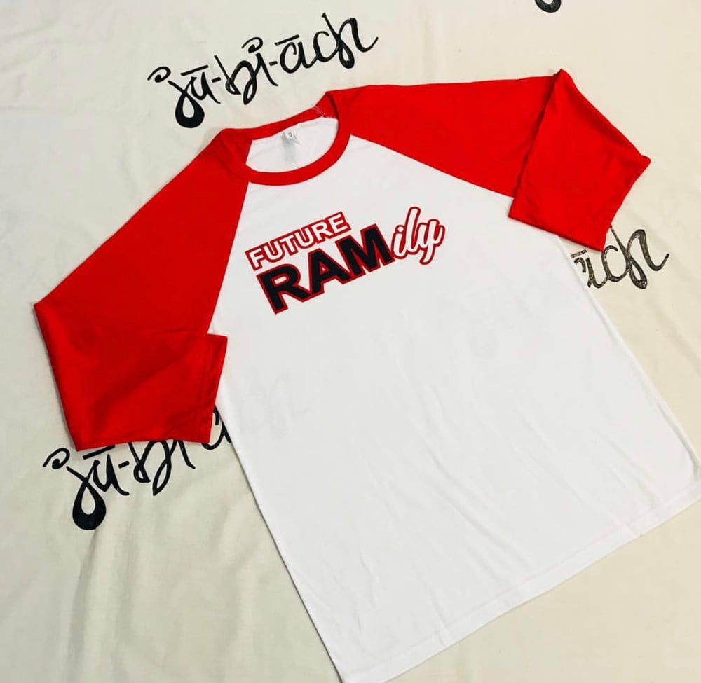 Image of Red & White WSSU FUTURE RAMily Henley