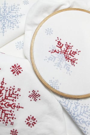 Image of Folky Flakes Ready to Stitch Towels