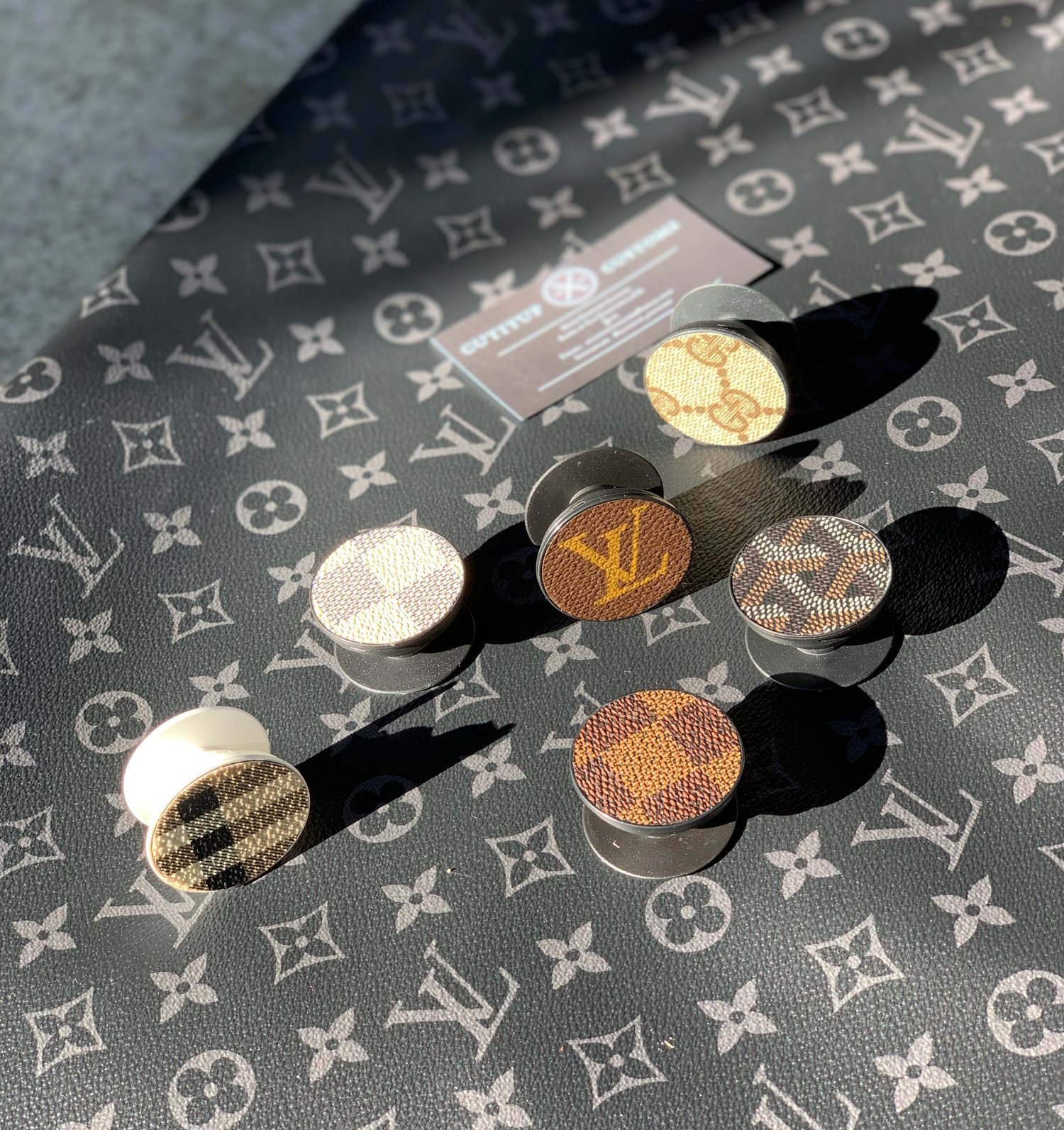 White and Black Checkered Louis Vuitton Pop Socket