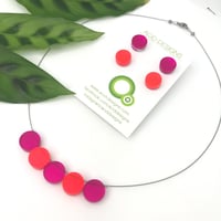 Image 1 of Náhrdelník Circle fuksiová - fluorescentní oranžová 