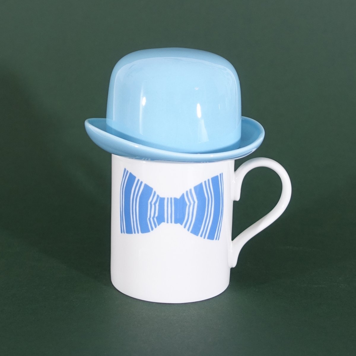 Image of Blue Bow Tie Mug & matching Thomson & Thompson Bowler Hat Sugar Bowl Set