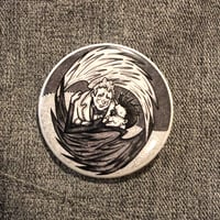 Image 3 of GOOD OMENS - Angelic Yin Yang - 2.25" x 2.25" button