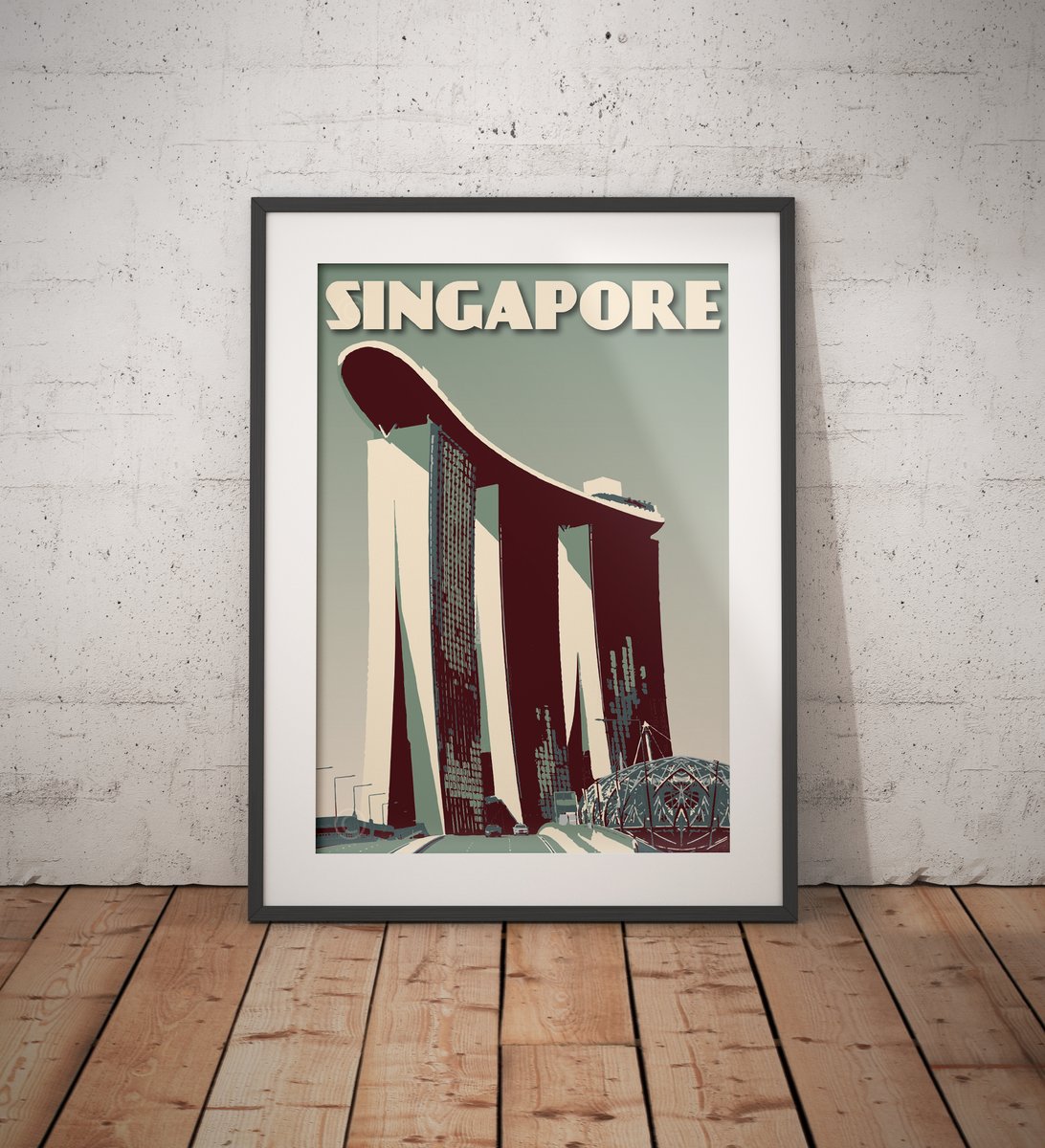 Vintage poster Singapore - Marina Bay Sands - Fine Art Print | vintage ...