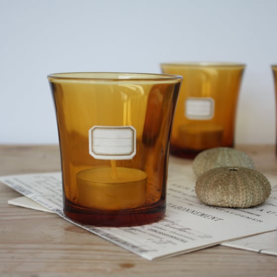 Image of Photophore en verre ambré vintage.